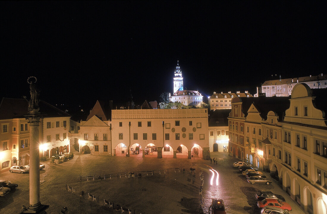 Stadt Cesky Krumlov bei Nacht
