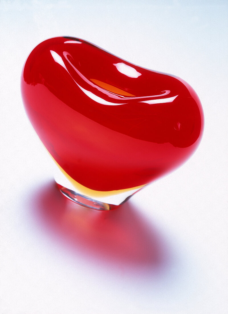 Rote Herzvase aus venezianischem Glas