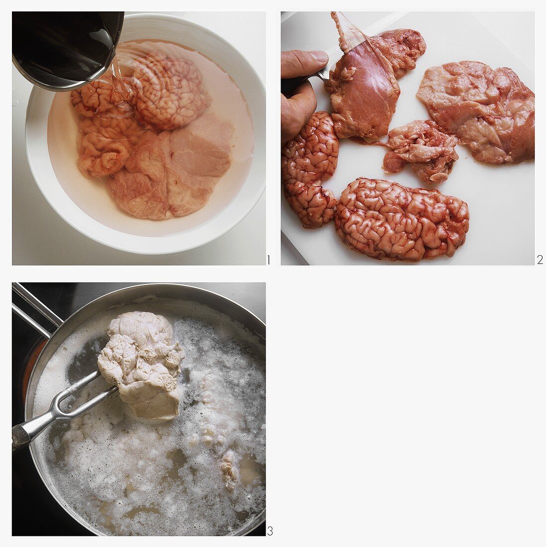 Preparing sweetbread and brains