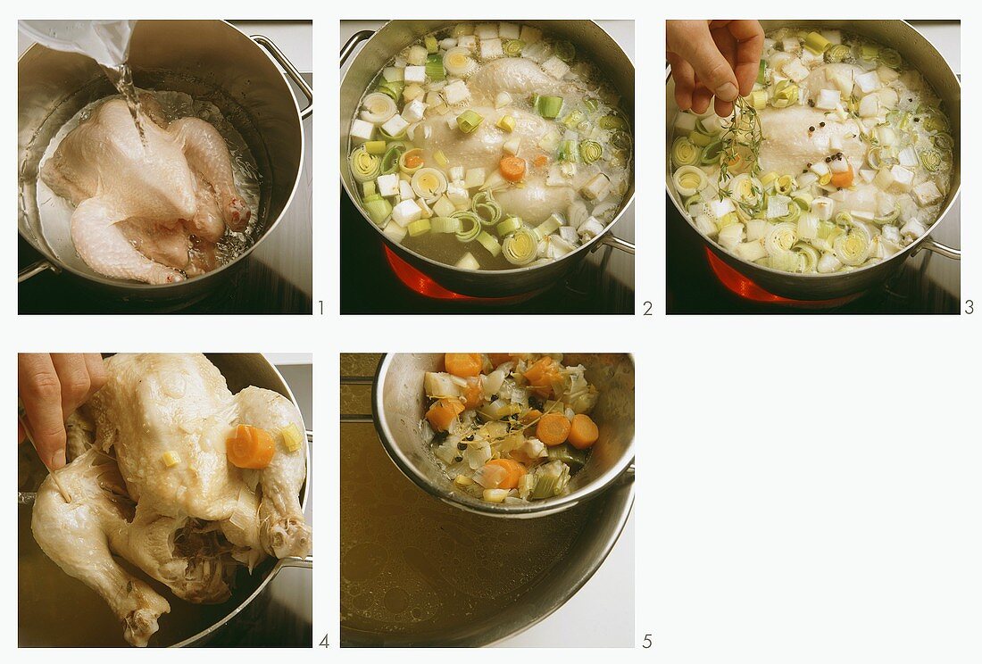 Gekochtes Suppenhuhn zubereiten