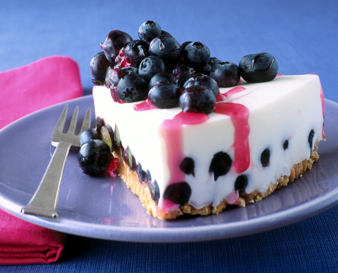 Joghurt-Heidelbeertorte mit frischen Heidelbeeren, Tortenguß