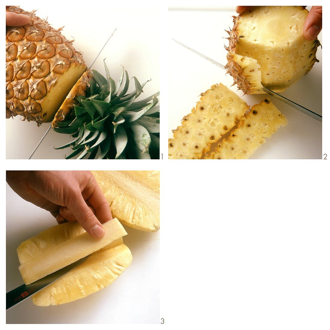 Peeling pineapple