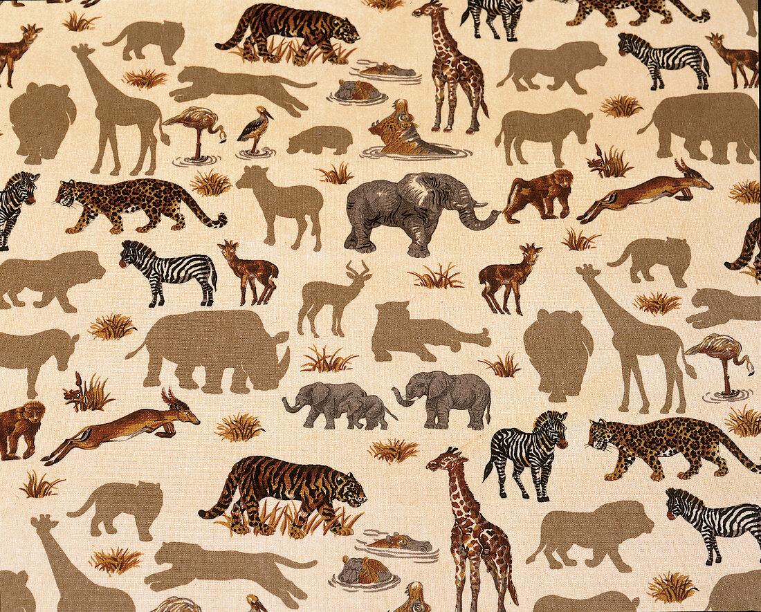 Stoff 'Serengeti' mit Motiven afrikanischer Tiere