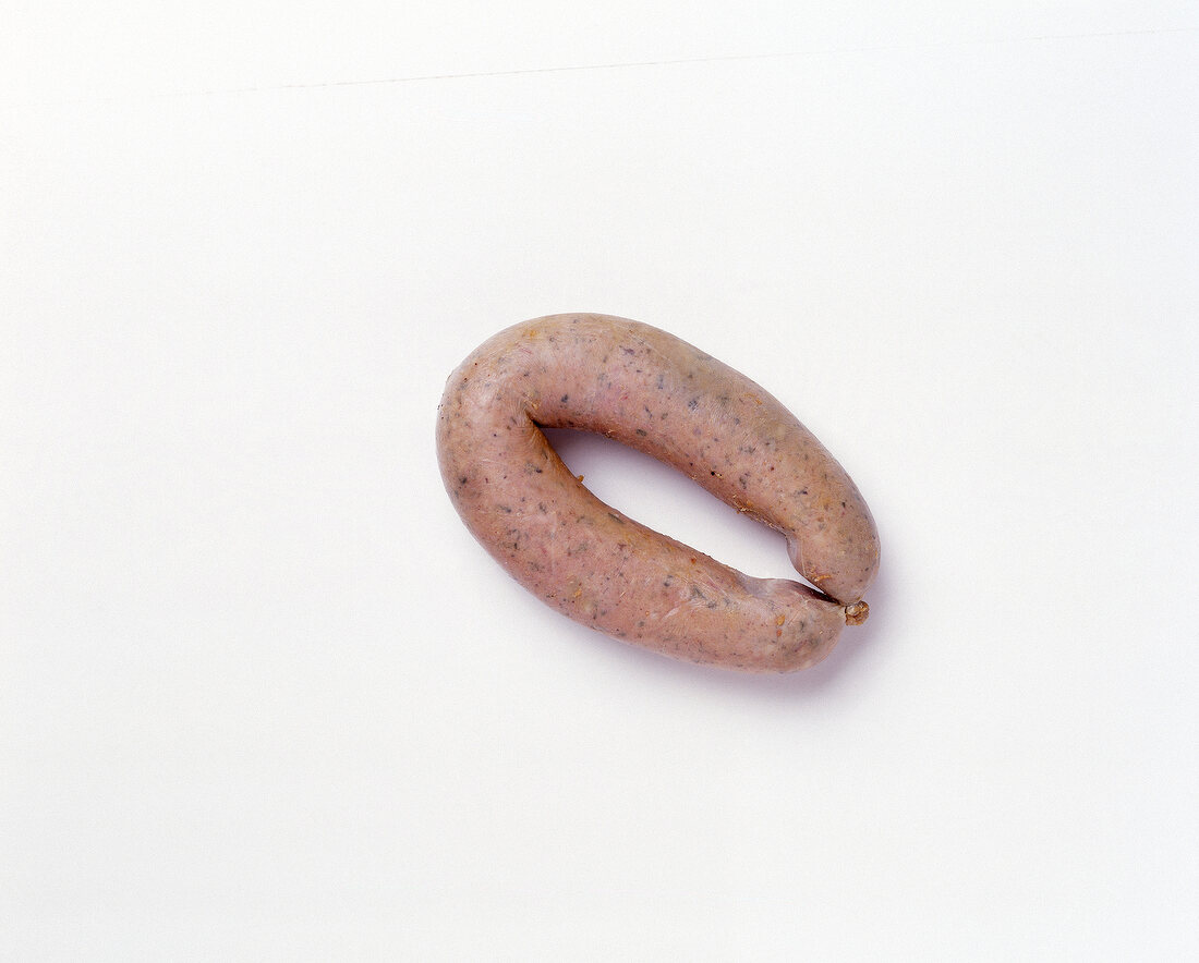 Marjoram liver sausage on white background