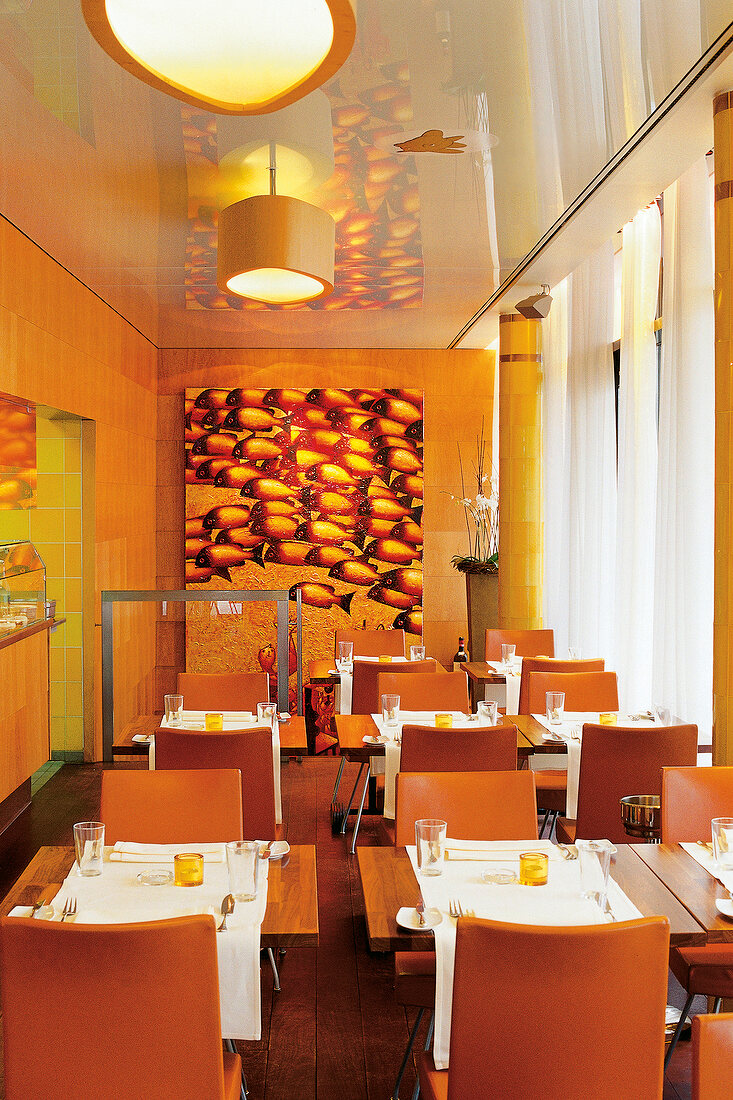 Interior of Goldfish Restaurant in Hamburg, Germany