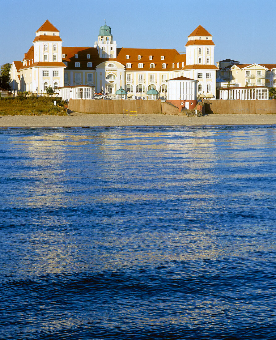 View of Grand Hotel Kurhaus Binz with sea in front in Rugen, Germany