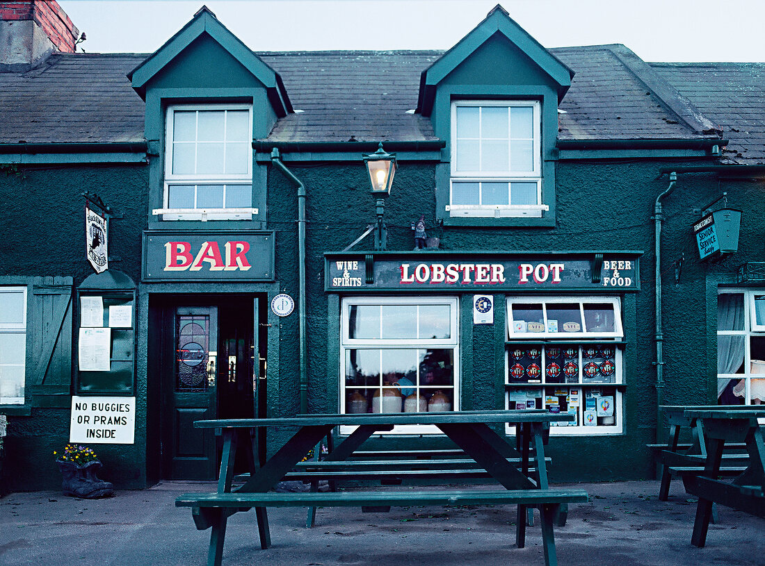 Facade of The Lobster Pot Restaurant on the peninsula lady's Island, Ireland