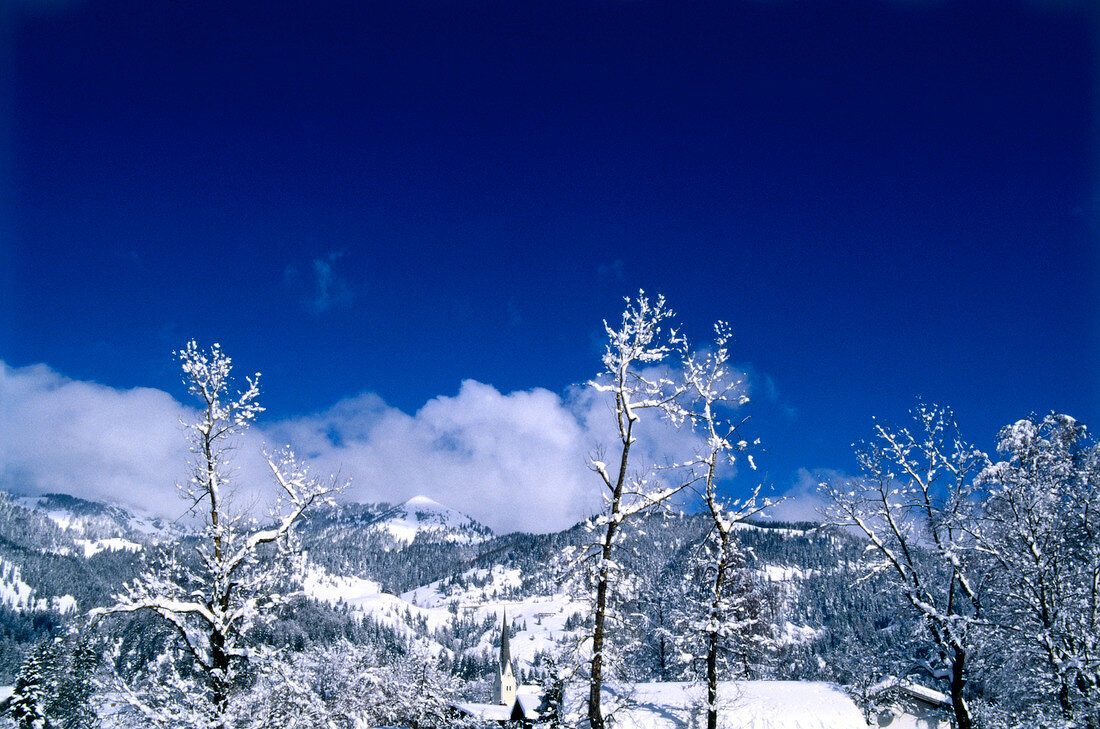 View of landscape during winter in Salzburg, Austria