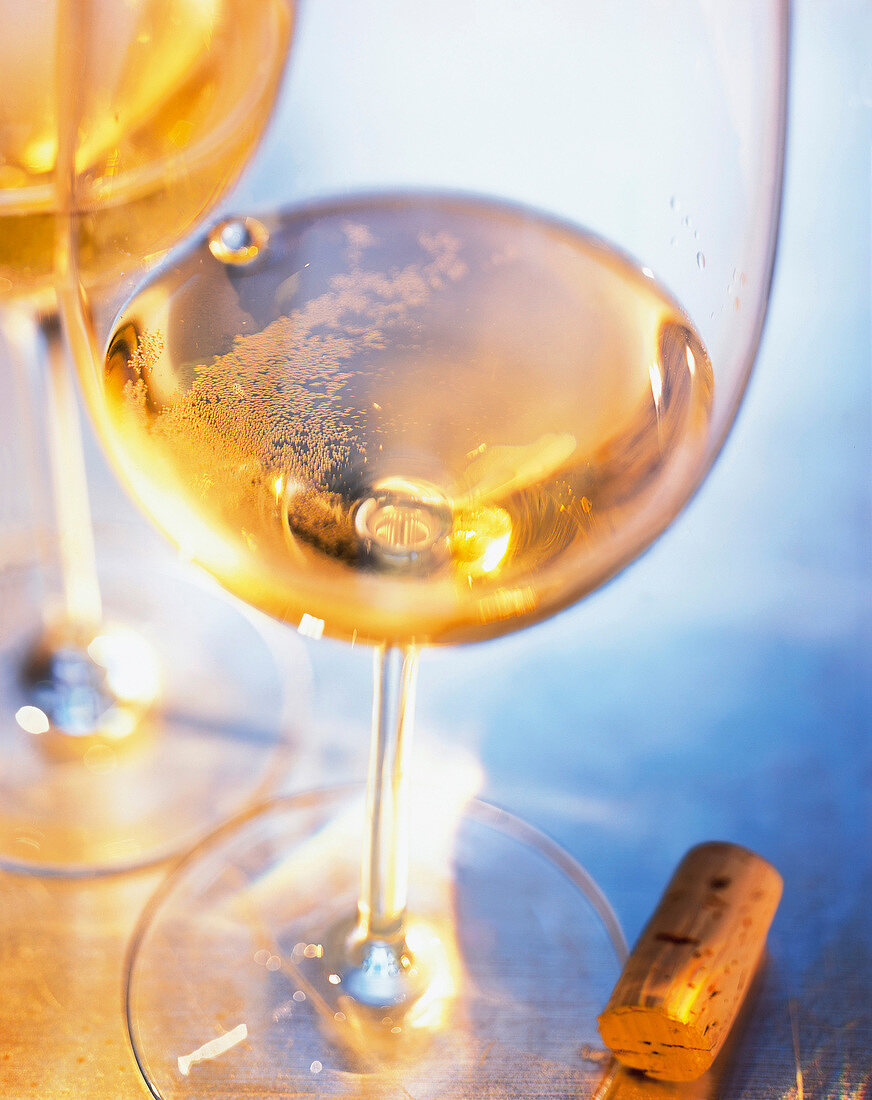 Close-up of white wine in glass