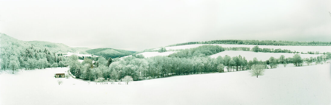 View of Winter landscape in Thuringia, Germany