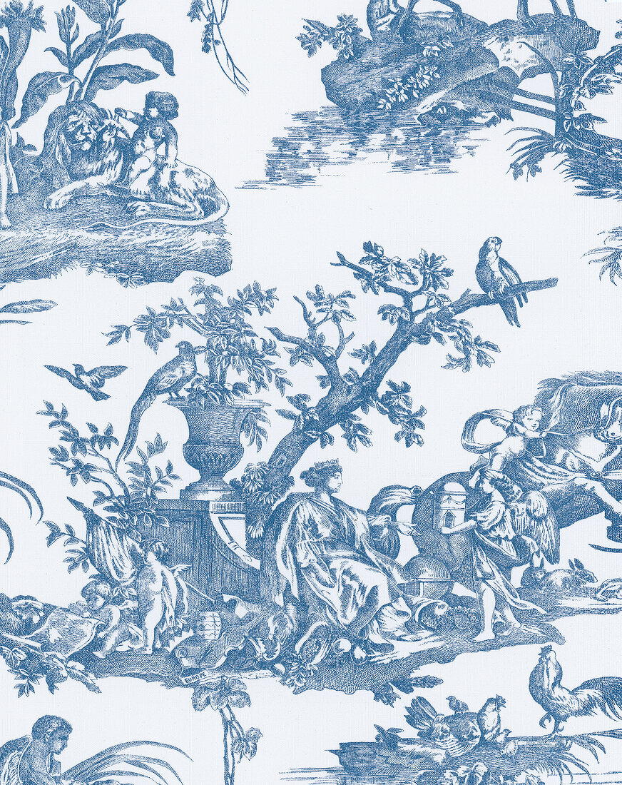 Hintergrund, Tapete ländliche Motive aus Frankreich, "Toile de Jouy"