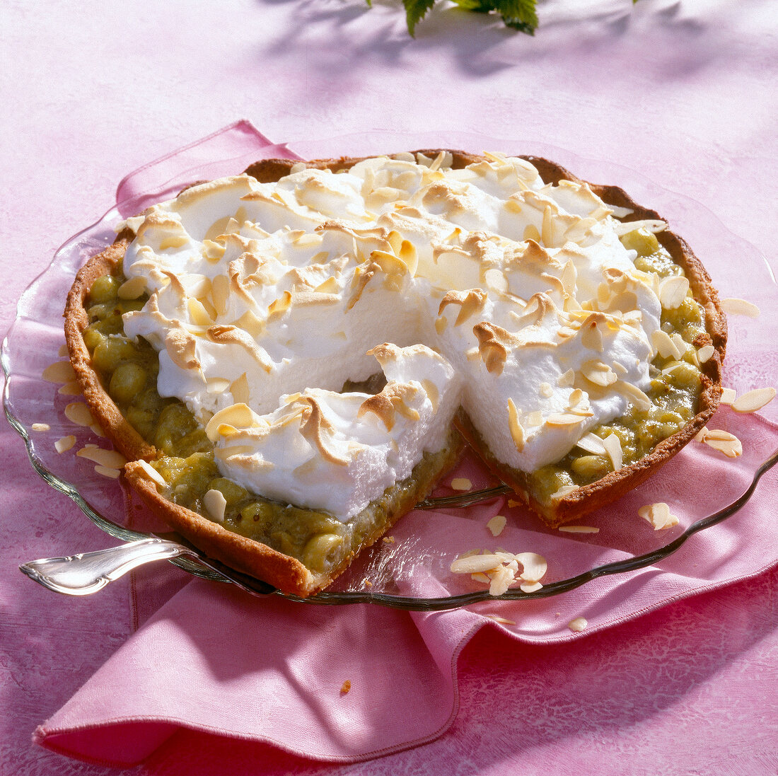 Gooseberry cake with toppings of meringue
