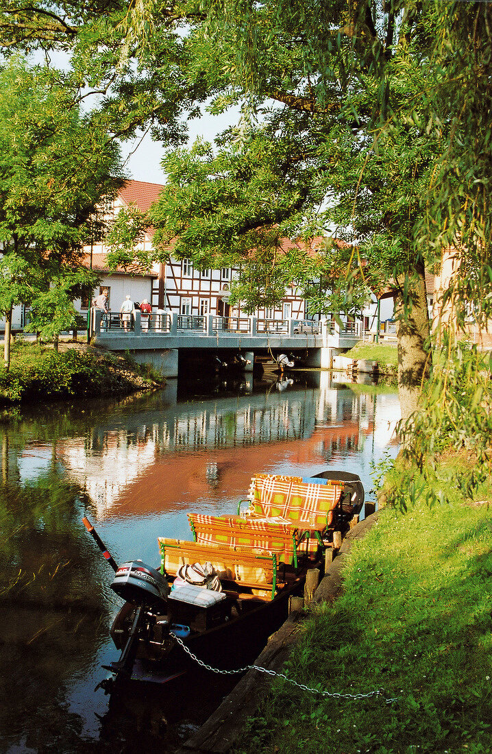 View of idyllic landscape near canal in Spreewald, Germany