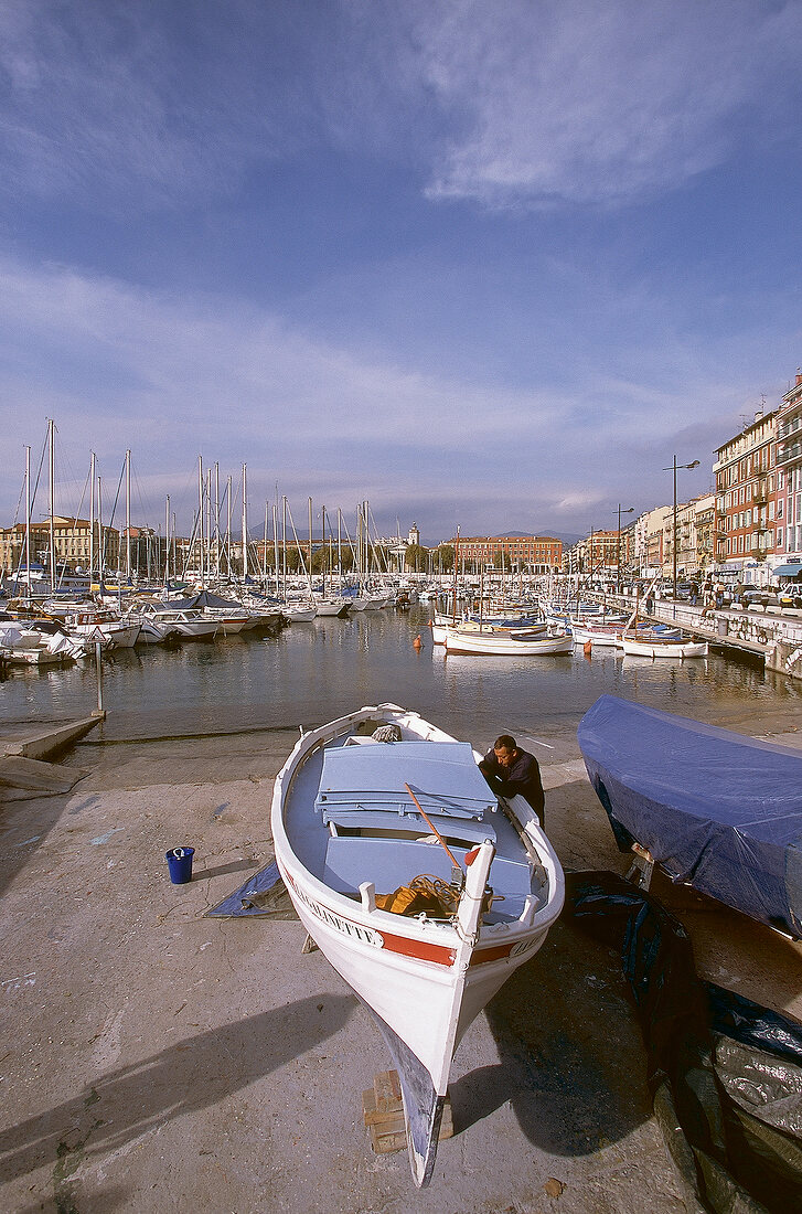 Yachts moored at harbour in Nice, France