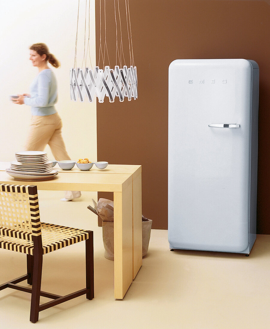 Esszimmer mit Kühlschrank im Fifties-Design