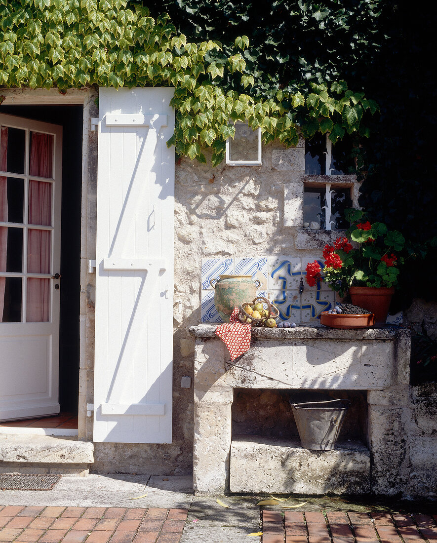 Antique sink in the yard of French holiday home