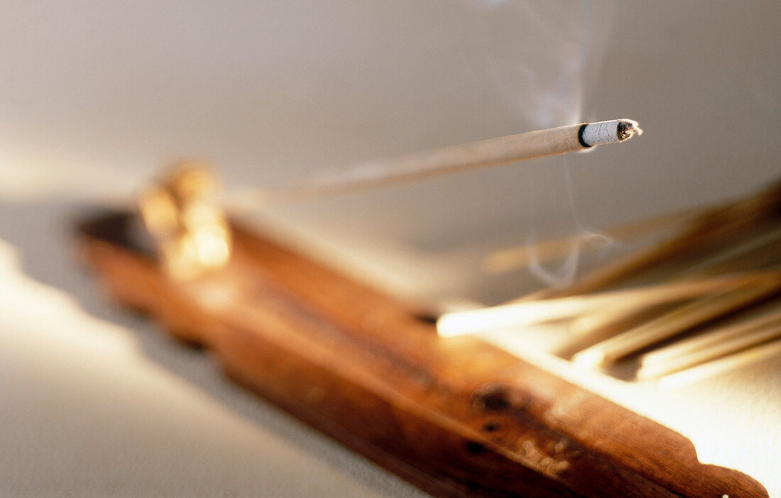 Close-up of burning incense