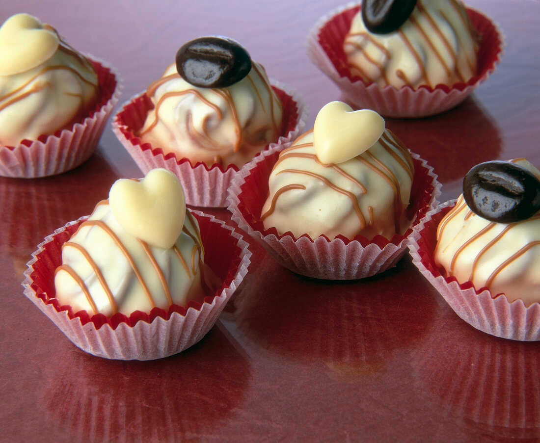 Close-up of marzipan mocha chocolate truffles