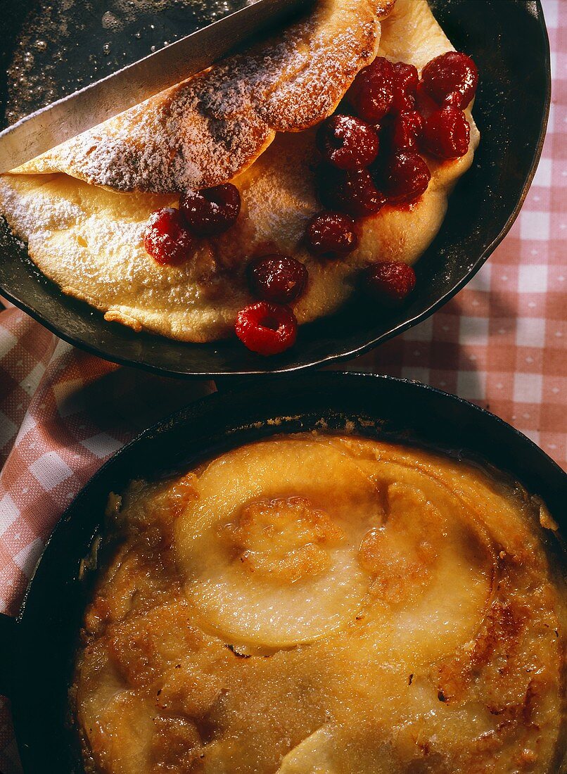 Omelett mit Himbeeren & Apfelpfannkuchen