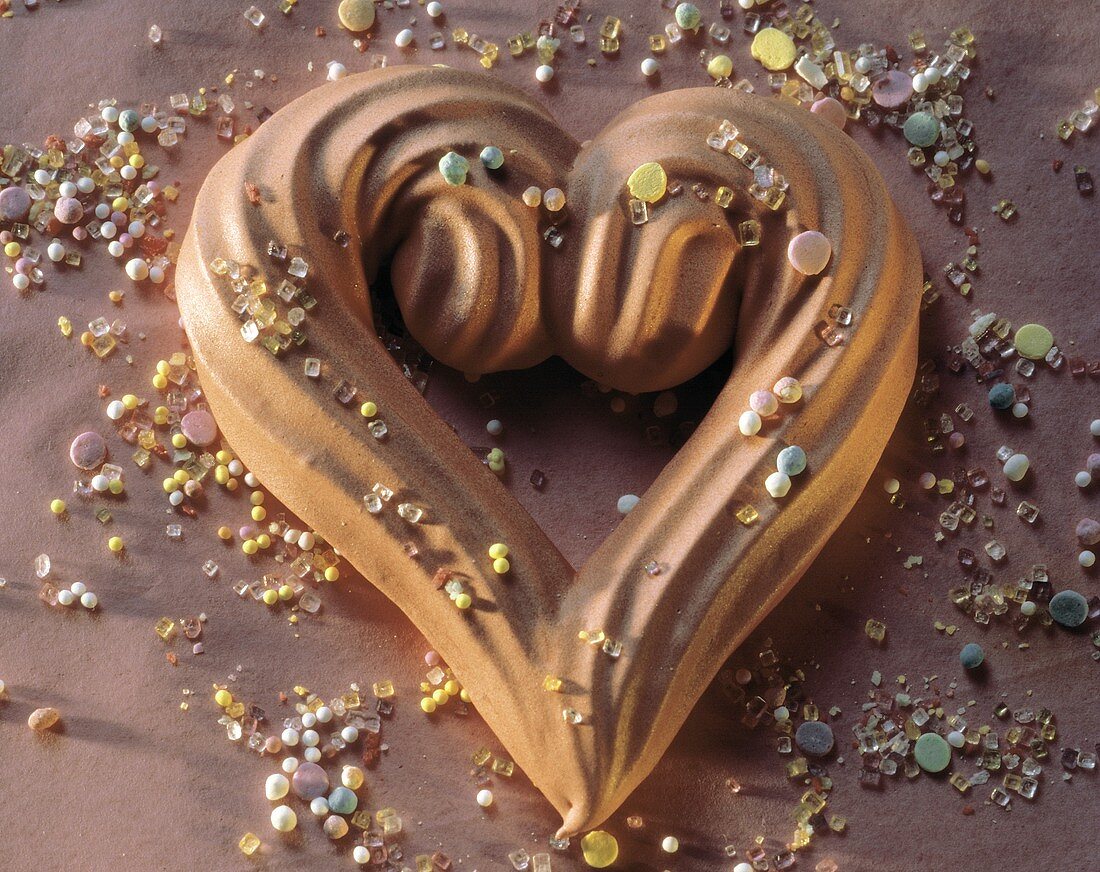 Meringue Heart Cookie with Sprinkles