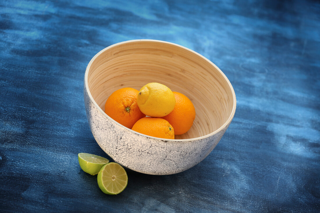Citrus fruits in a decorative bowl