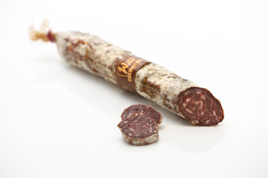 Sliced venison salami