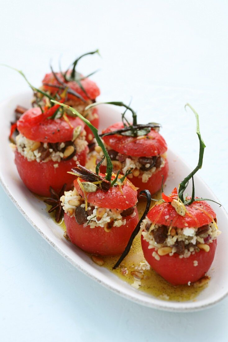 Stuffed tomatoes with rice salad
