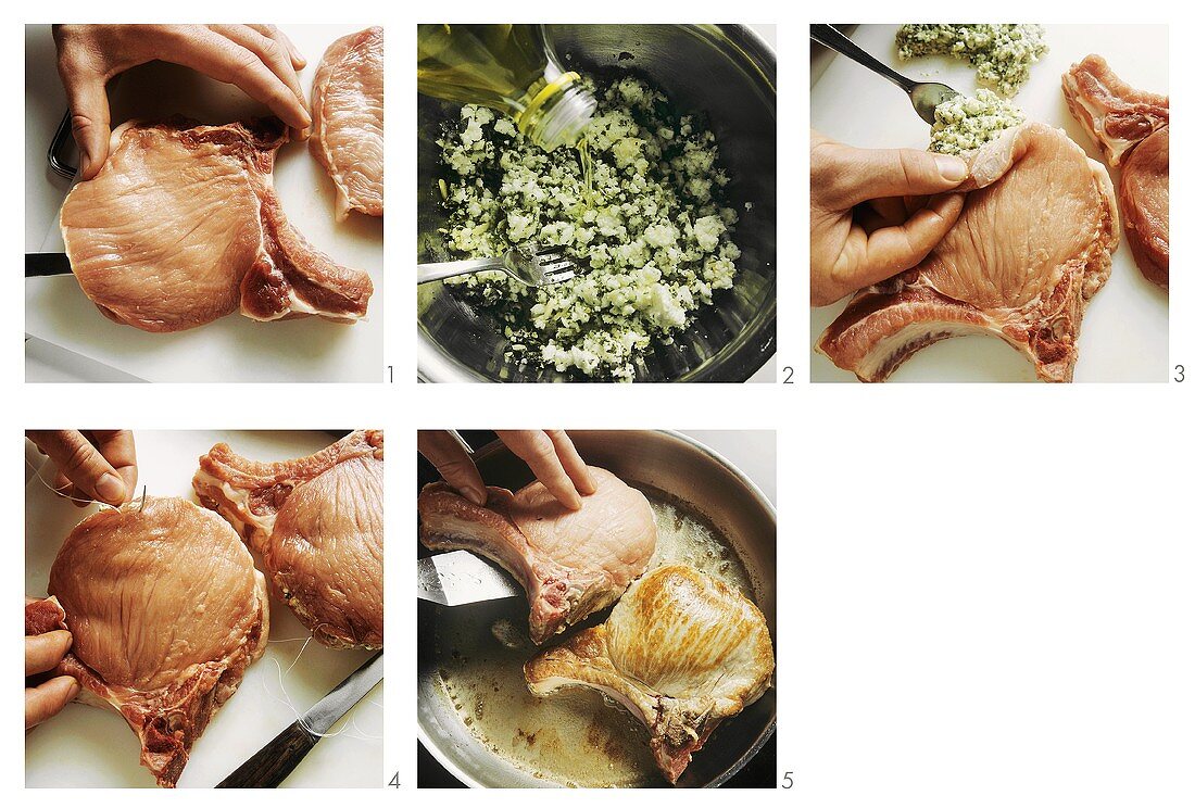 Gefüllte Schweinekoteletts zubereiten (türkische Art)