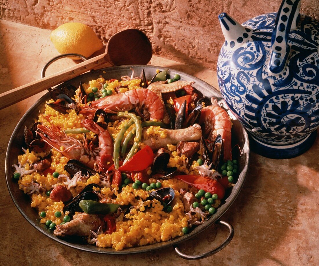 Paella - Rice Pan Dish with Seafood