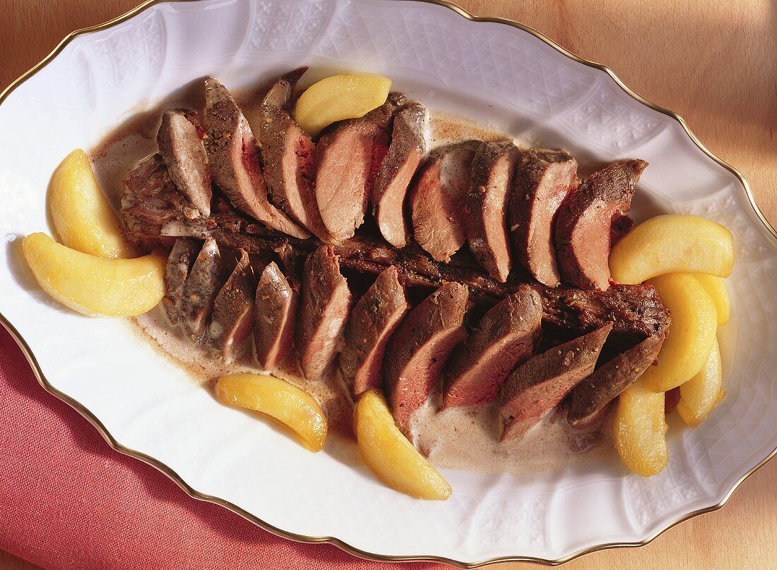 Saddle of Hare with Calvados Apples