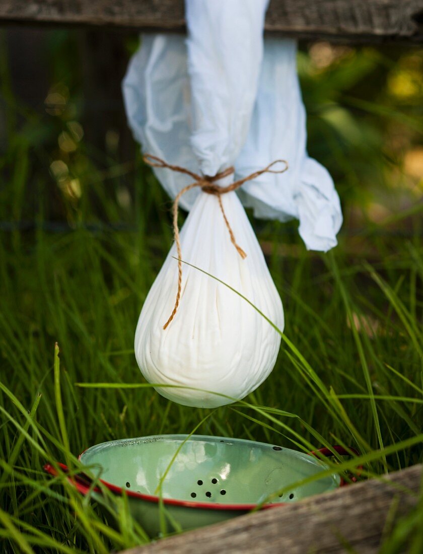 Selbstgemachter, tropfender Ricottakäse