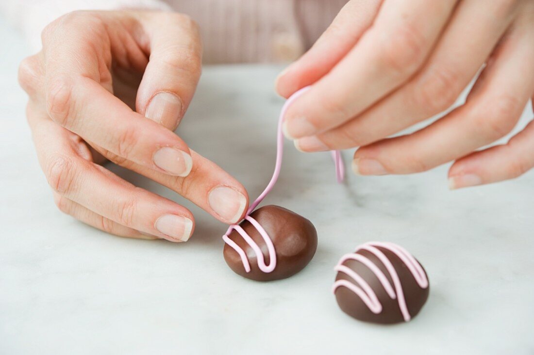 Pralines being made from modelling clay