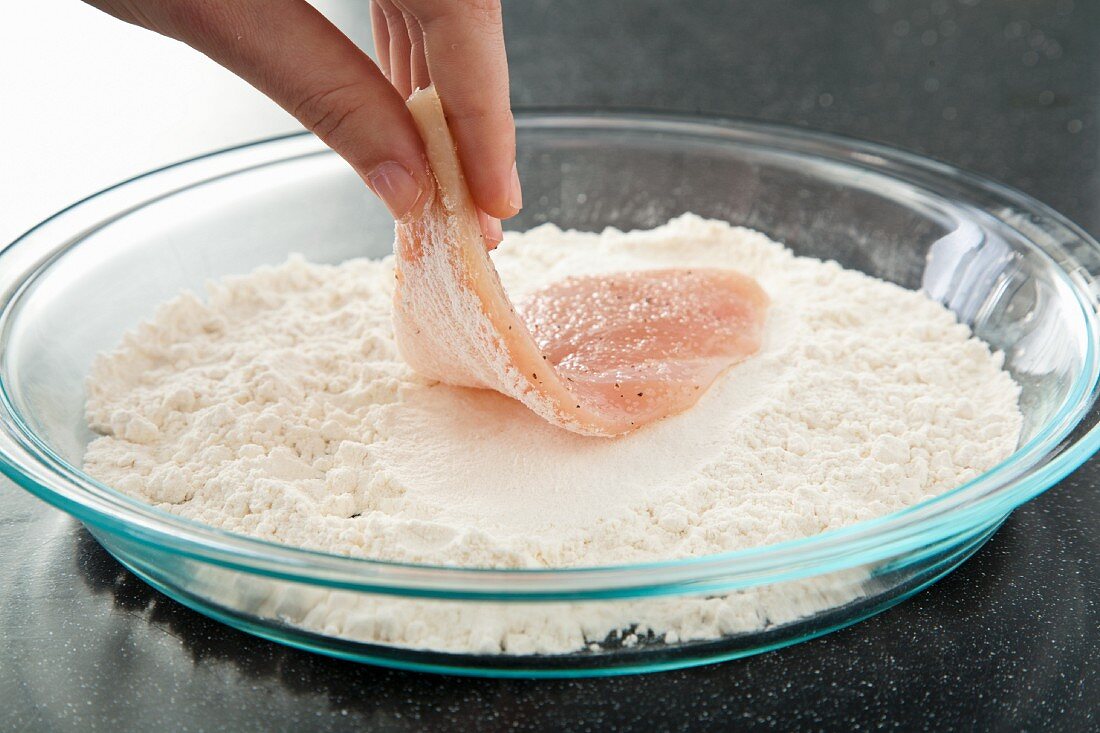 Dredging Chicken in Flour