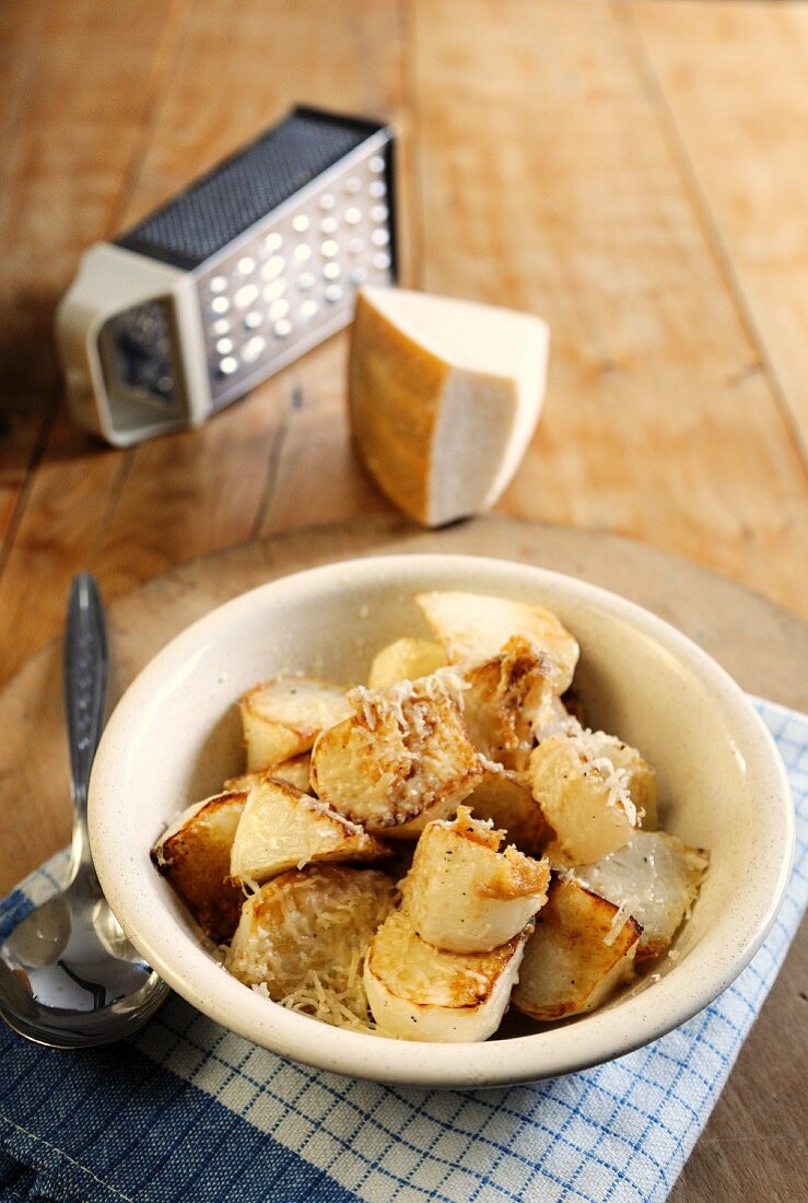 Roasted turnip with Parmesan cheese