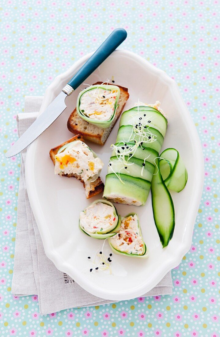 Chicken terrine with apricots and cucumber strips