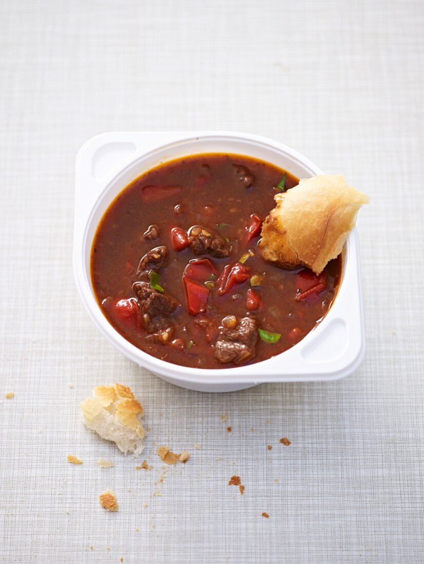 Goulash soup with bread