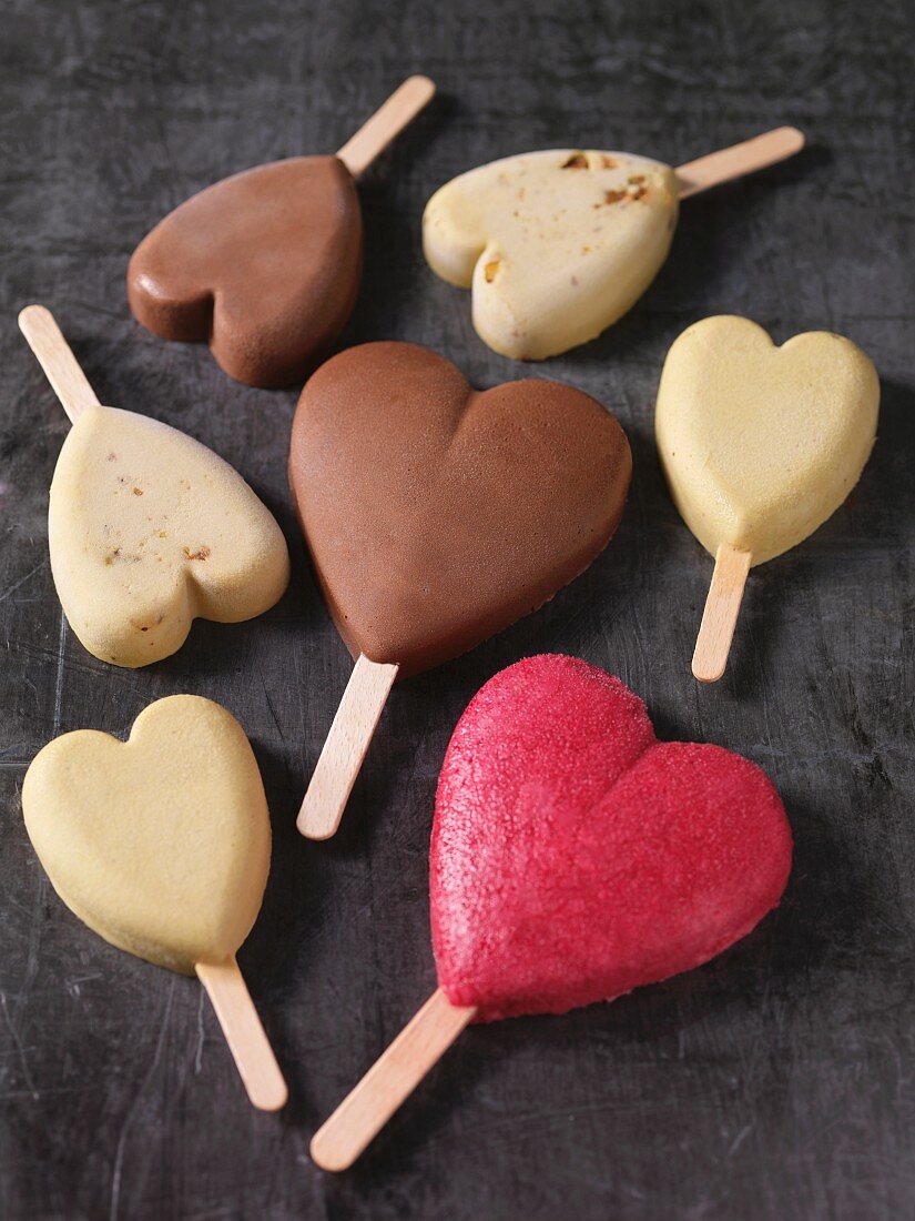Heart-shaped ice cream bars