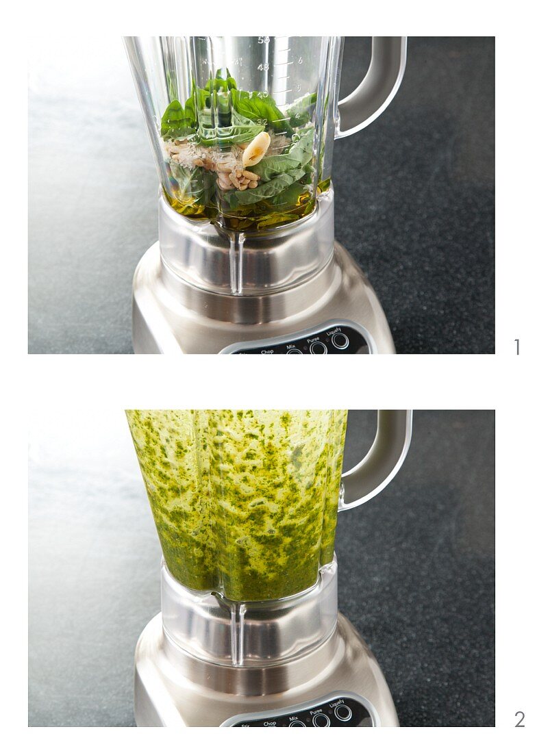 Pesto im Mixer zubereiten