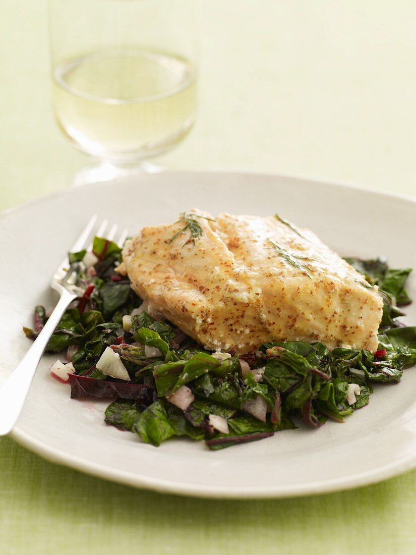 Fish Fillet on Wilted Greens