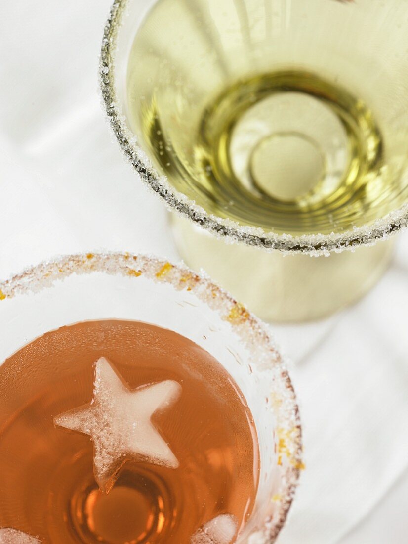 Festive Fruit Cocktails with Salted Rims and Star Shaped Ice