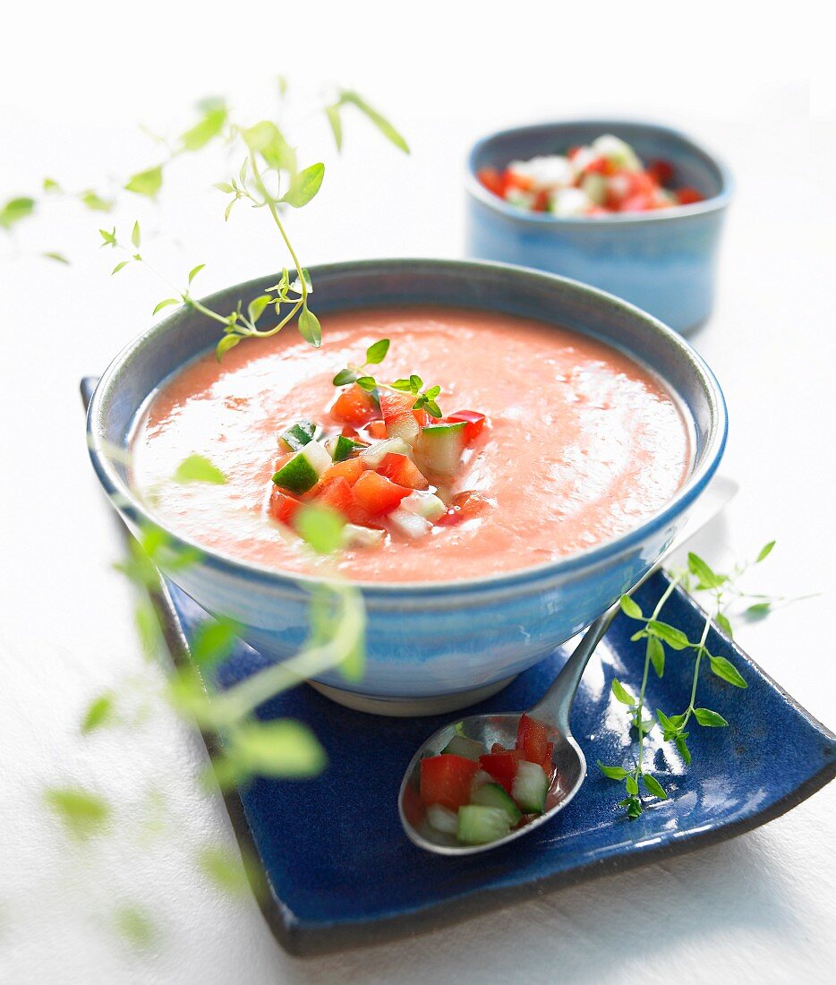 Gazpacho with tomatoes and cucumber