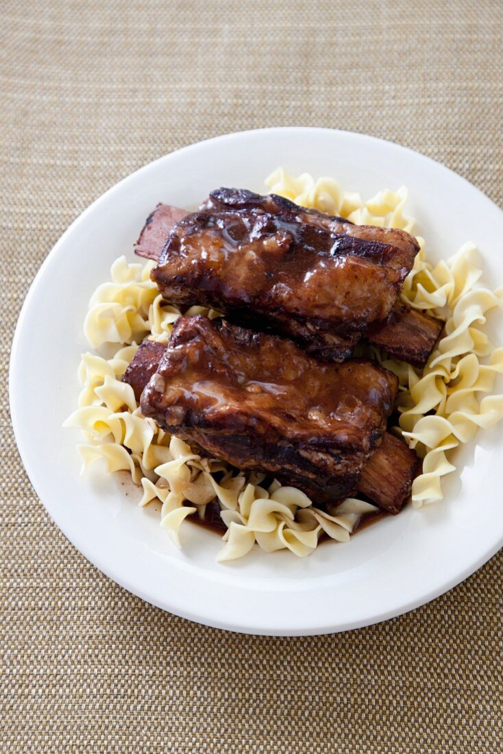 Port Braised Short Ribs over Noodles