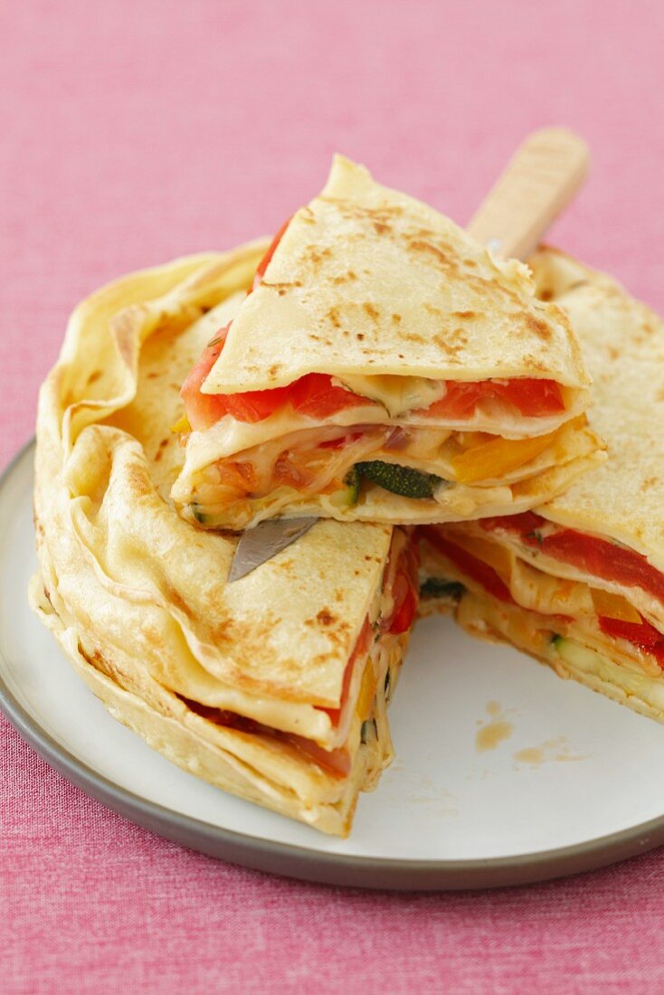 Pancake tart with cheese and vegetables