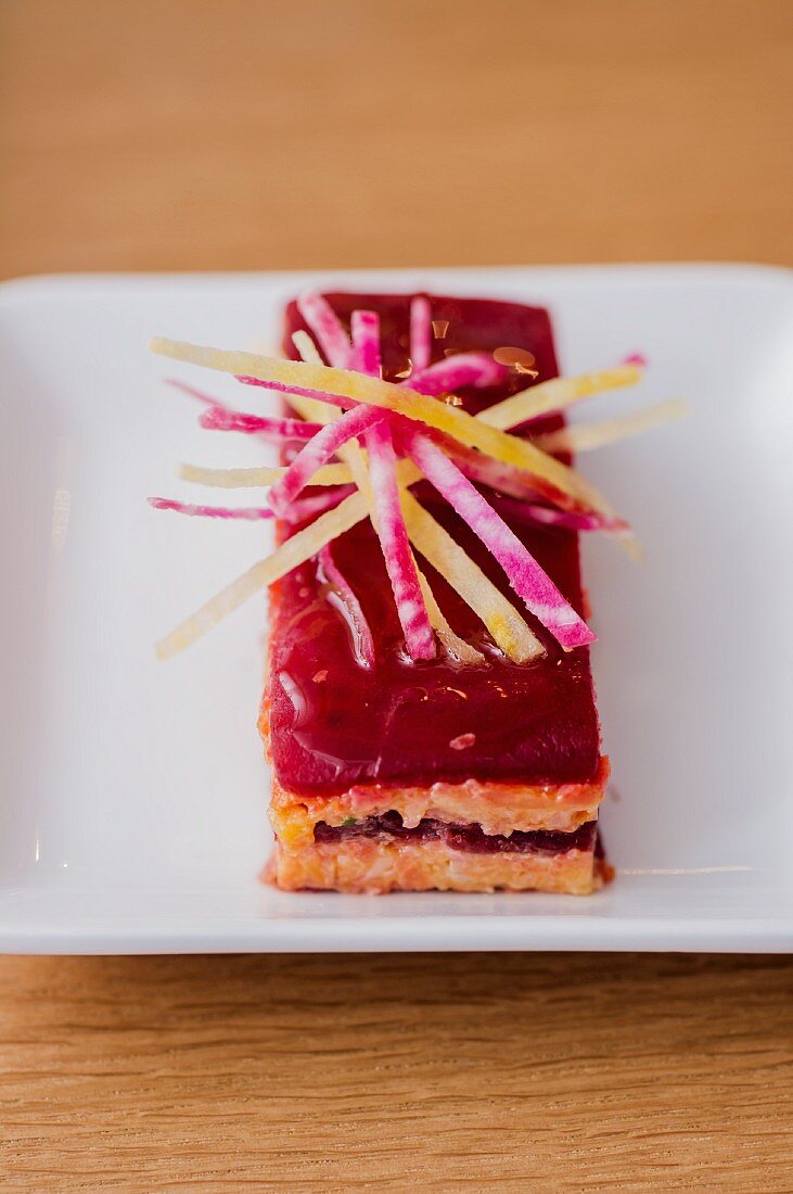 Beetroot and potato gratin