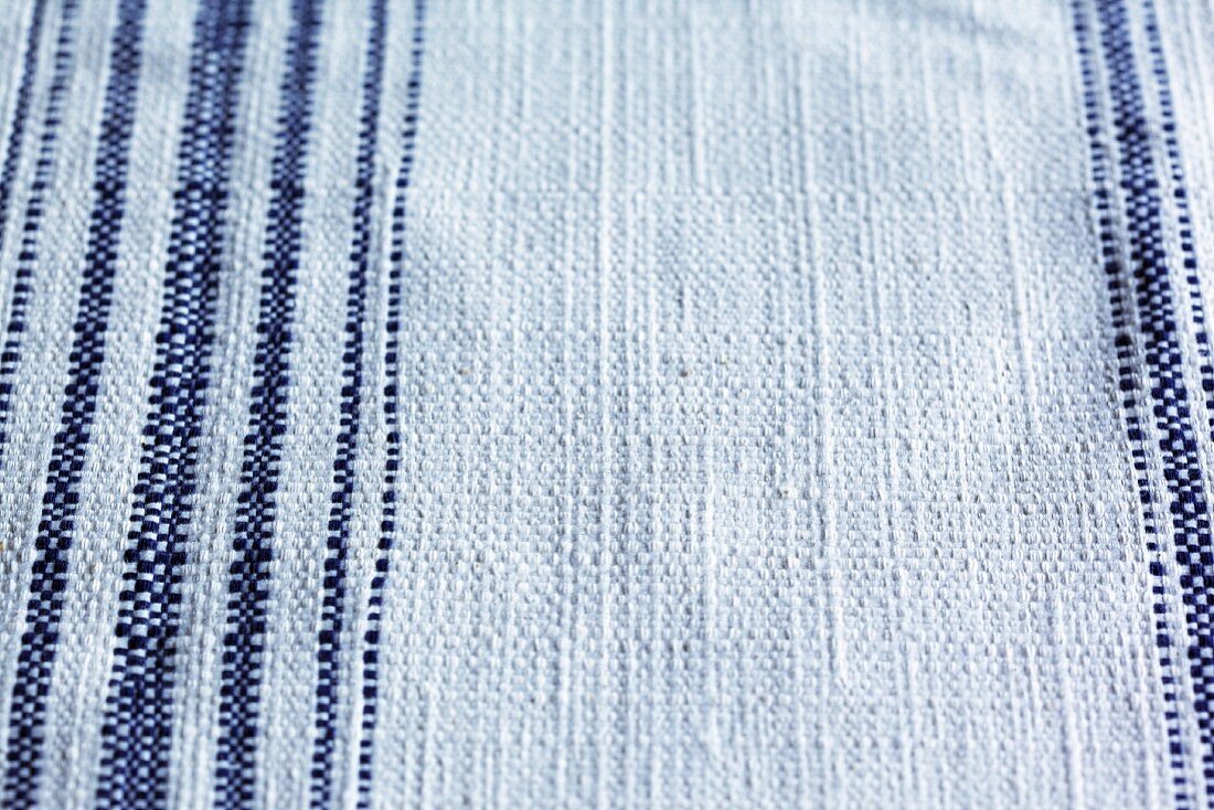 Blue and White Linen Tablecloth
