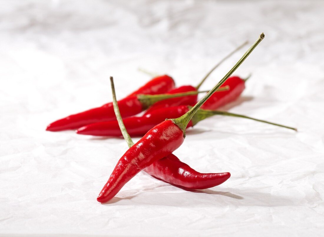 Several fresh red chillies