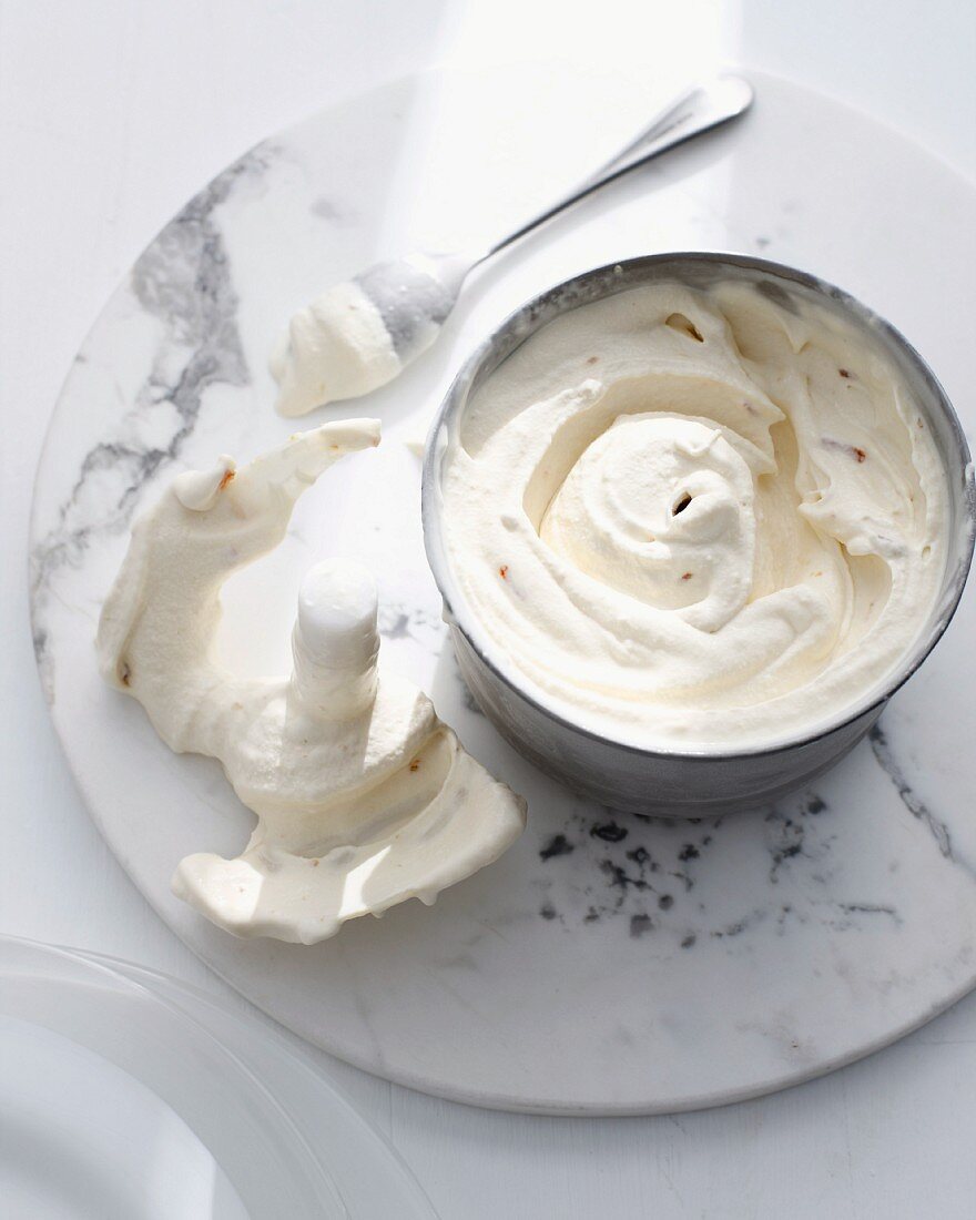 Bowl of orange marmalade ice cream