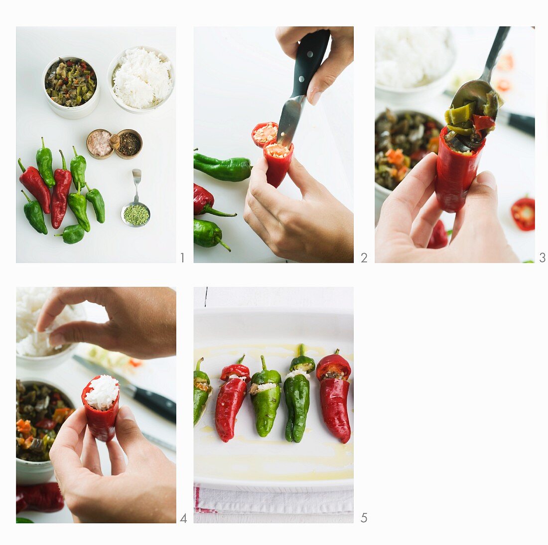Stuffed chillis being made