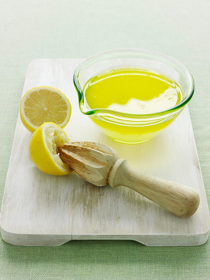 Bowl of fresh squeezed lemon juice