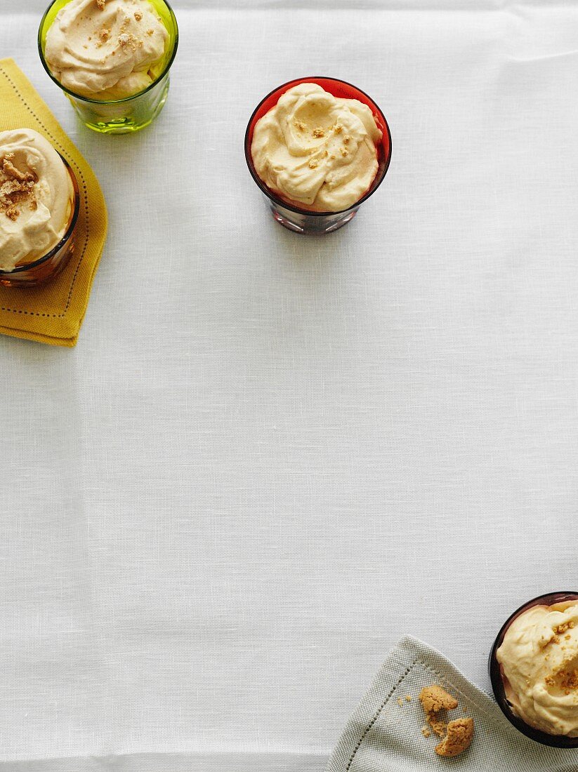 Bowls of angel delight dessert